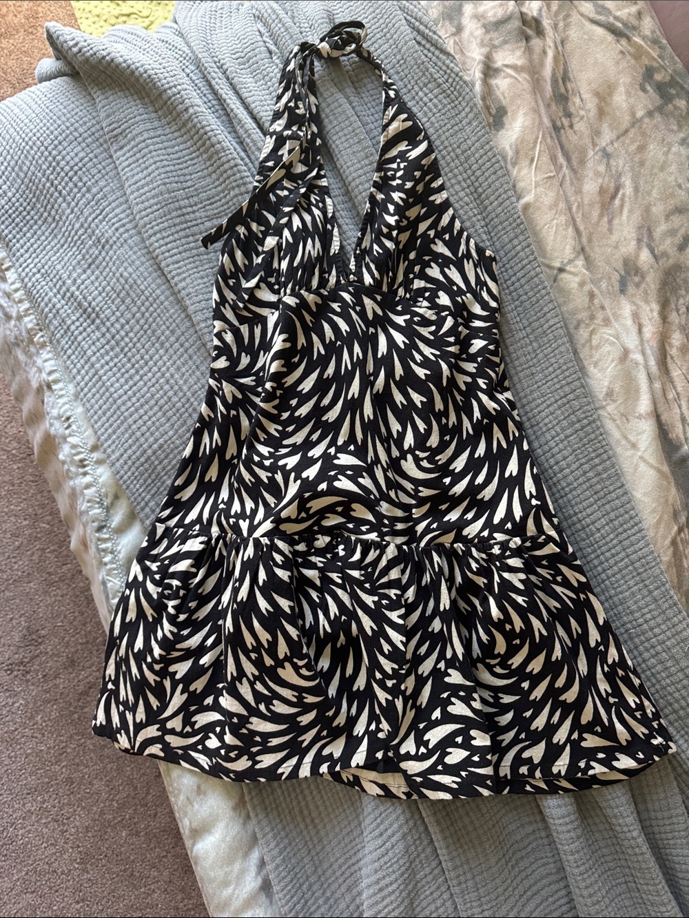 Free people NWT Black & Cream Halter Sundress - Women's Summer Dress